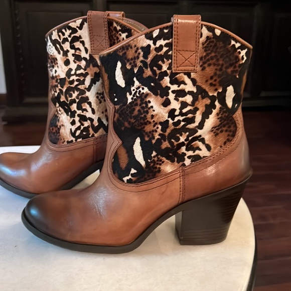 Antonio Melani Leather and Calf Hair Western Boots Size 7.5 Brown - Picture 3 of 12